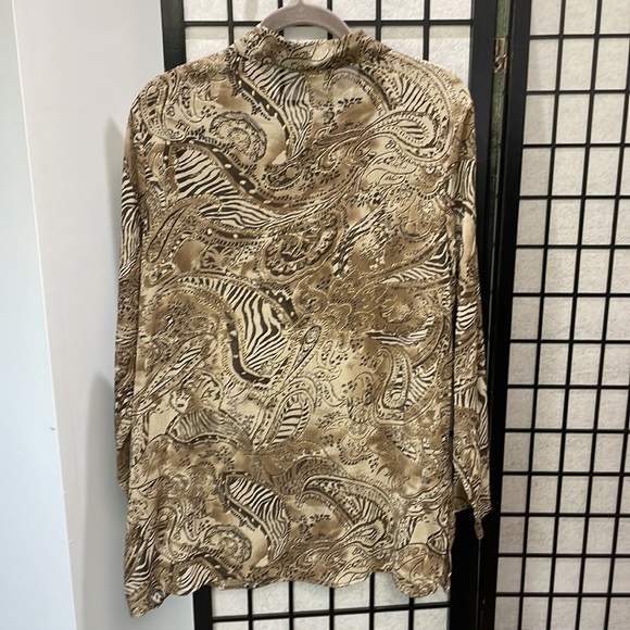 Cydney Mar Sheer Tunic Blouse, Browns with a Touch of Gold, XL, NWOT - Picture 4 of 8